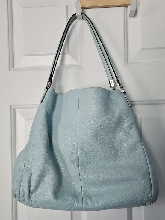 Coach Handbags - Coach Light Blue Leather Shoulder Bag